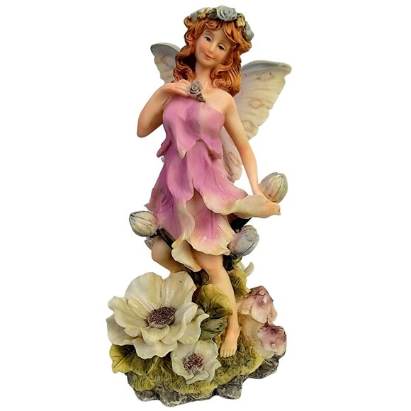 Vintage 90s Pink Ceramic Forest Fairy Figurine Home Decor Accent Fantasy Room - Picture 2 of 15